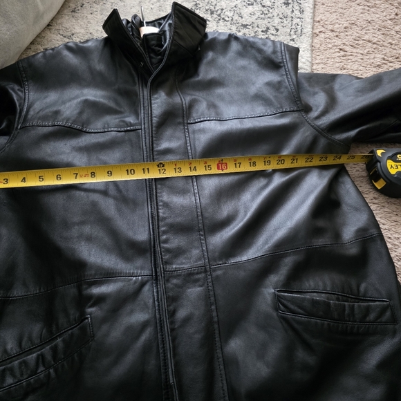 Wilsons Leather Thinsulate Genuine Leather Jacket Zip Button Mens L Blck Biker - Picture 9 of 12